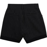 Short en lin & coton avec "rayure tennis" - Bleu Amiral
