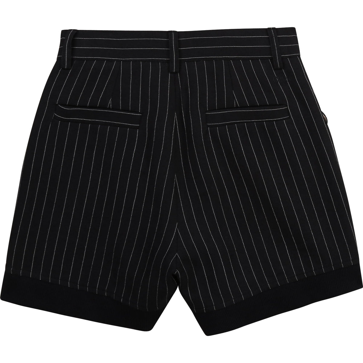 Short en lin & coton avec "rayure tennis" - Bleu Amiral