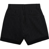 Short en lin à rayure tennis - Bleu amiral