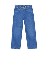 Pantalon ennim taille haute avec détail - Denim Blue