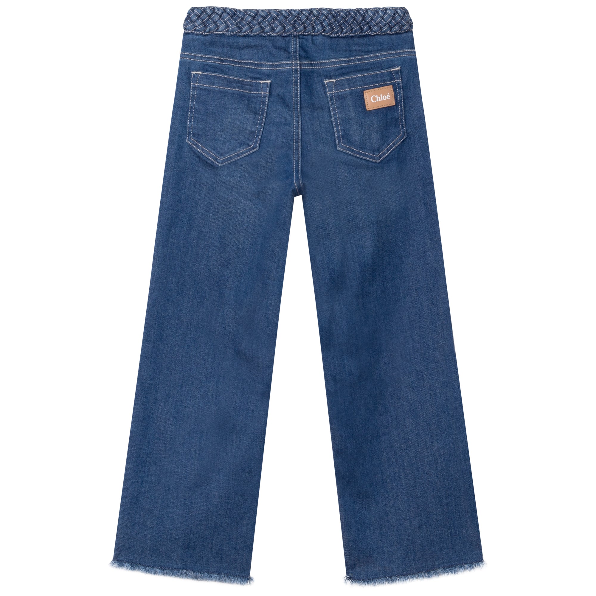 Pantalon ennim taille haute avec détail - Denim Blue