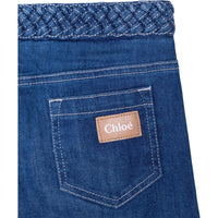 Pantalon ennim taille haute avec détail - Denim Blue