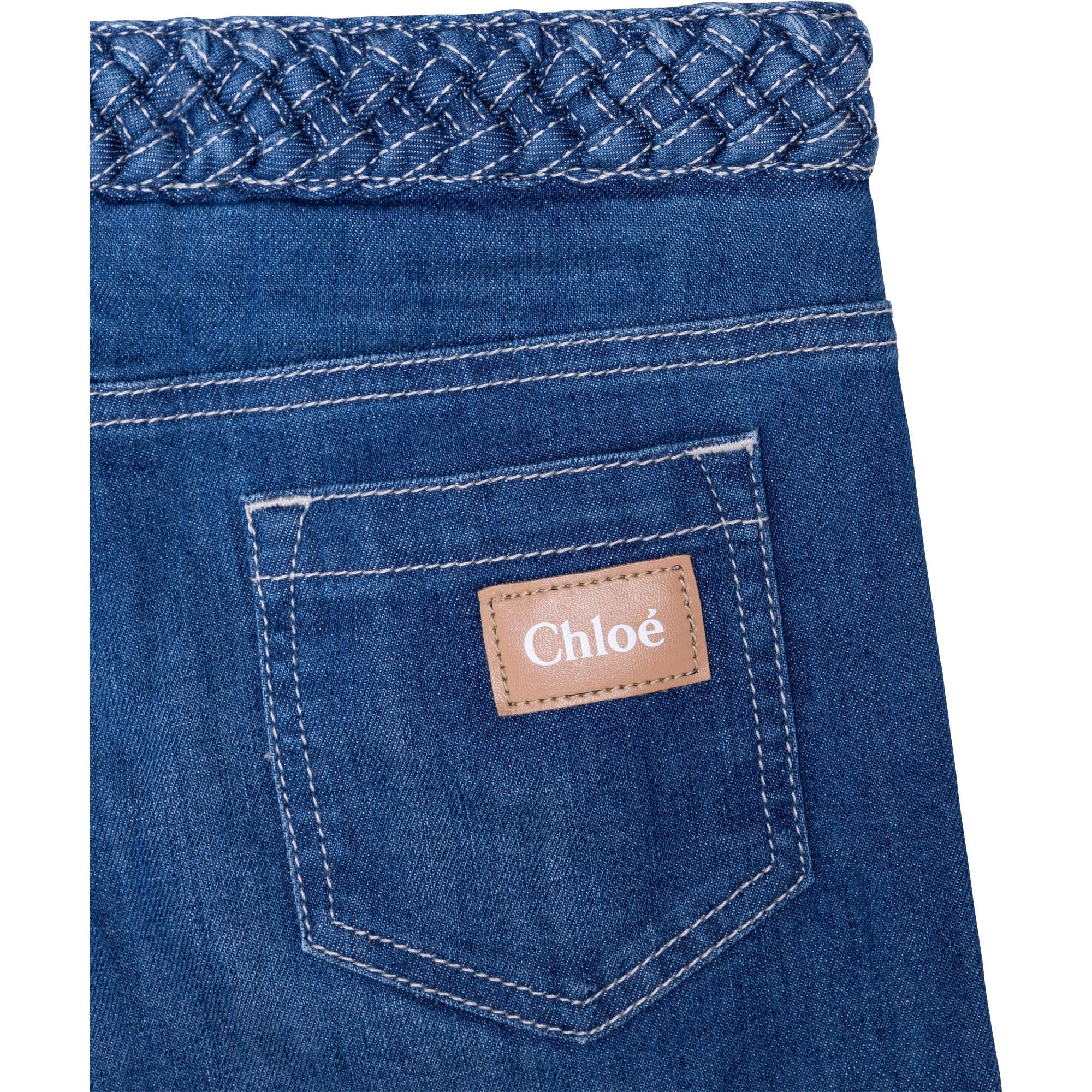 Pantalon ennim taille haute avec détail - Denim Blue