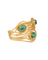 Manchette Flow dorée à l'or fin et Malachite - Vert