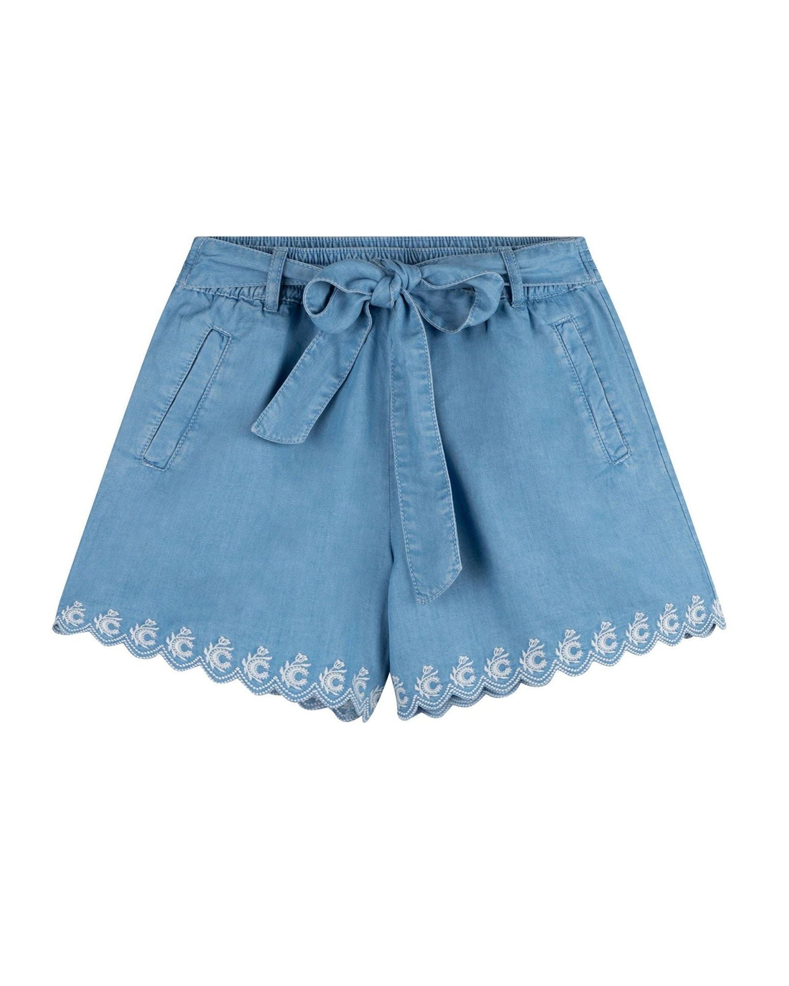 Short noué à la taille - Denim light