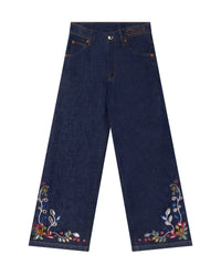 Pantalon à broderie - Denim Lave