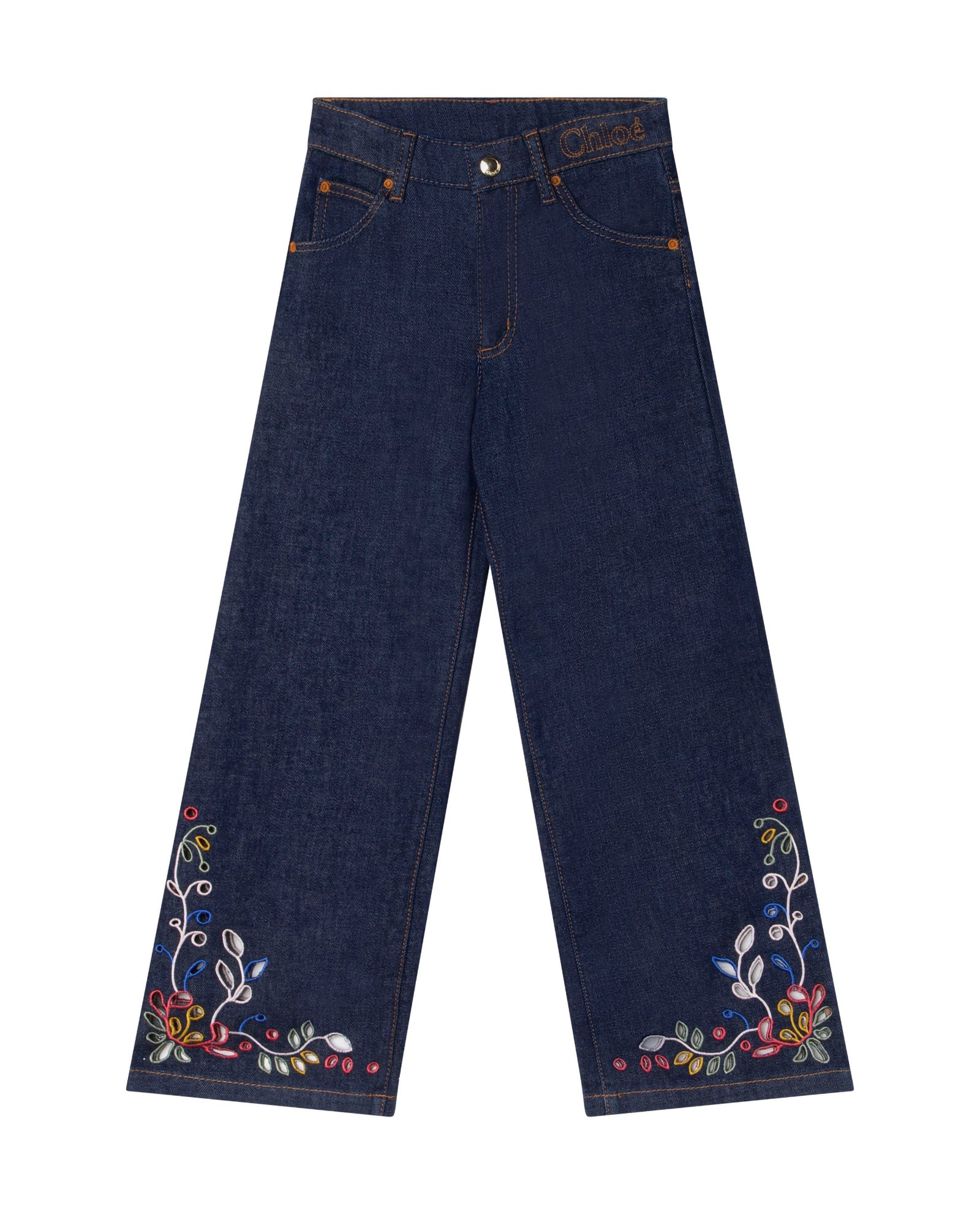Pantalon à broderie - Denim Lave
