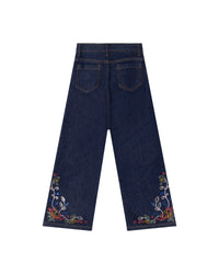 Pantalon à broderie - Denim Lave