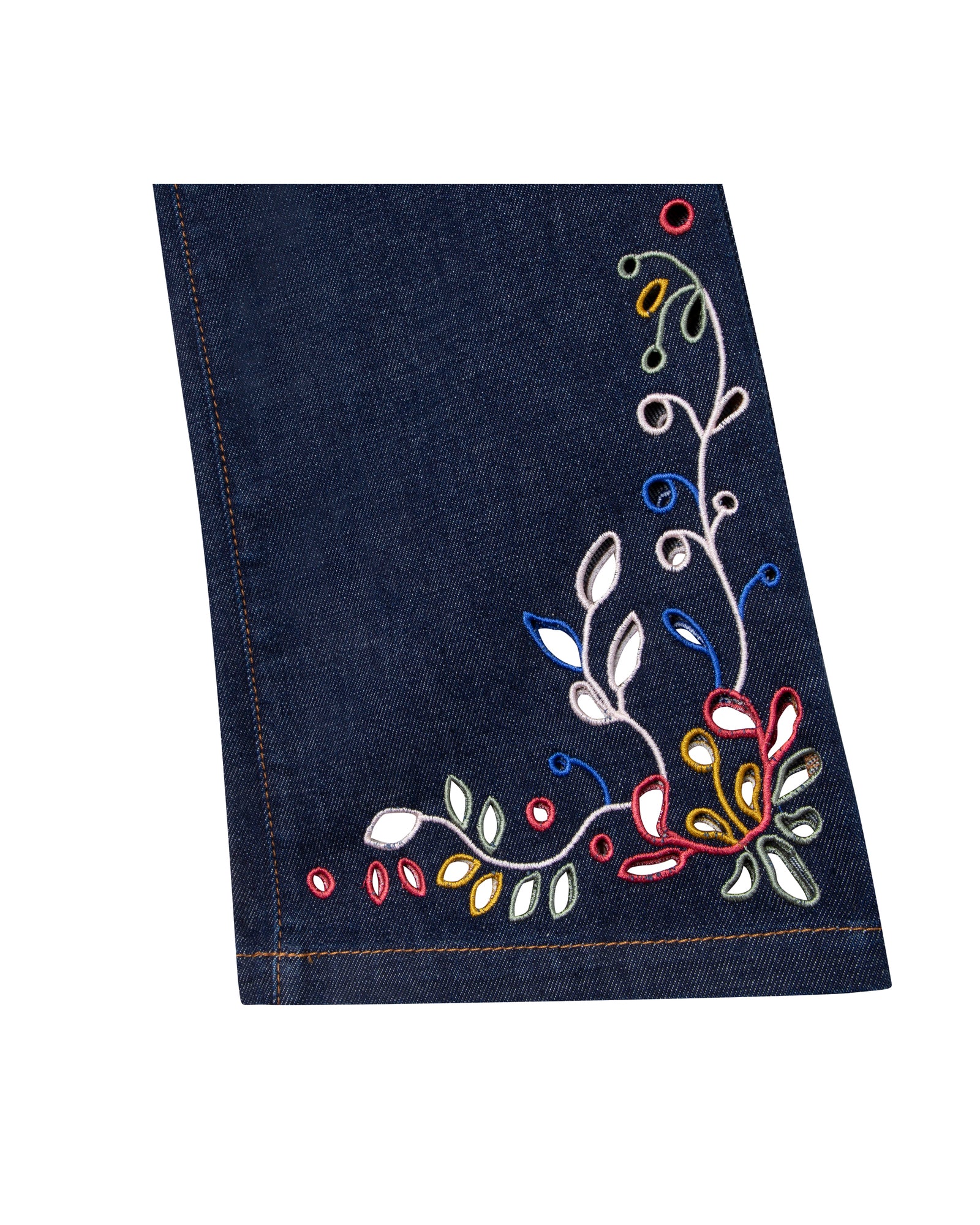 Pantalon à broderie - Denim Lave