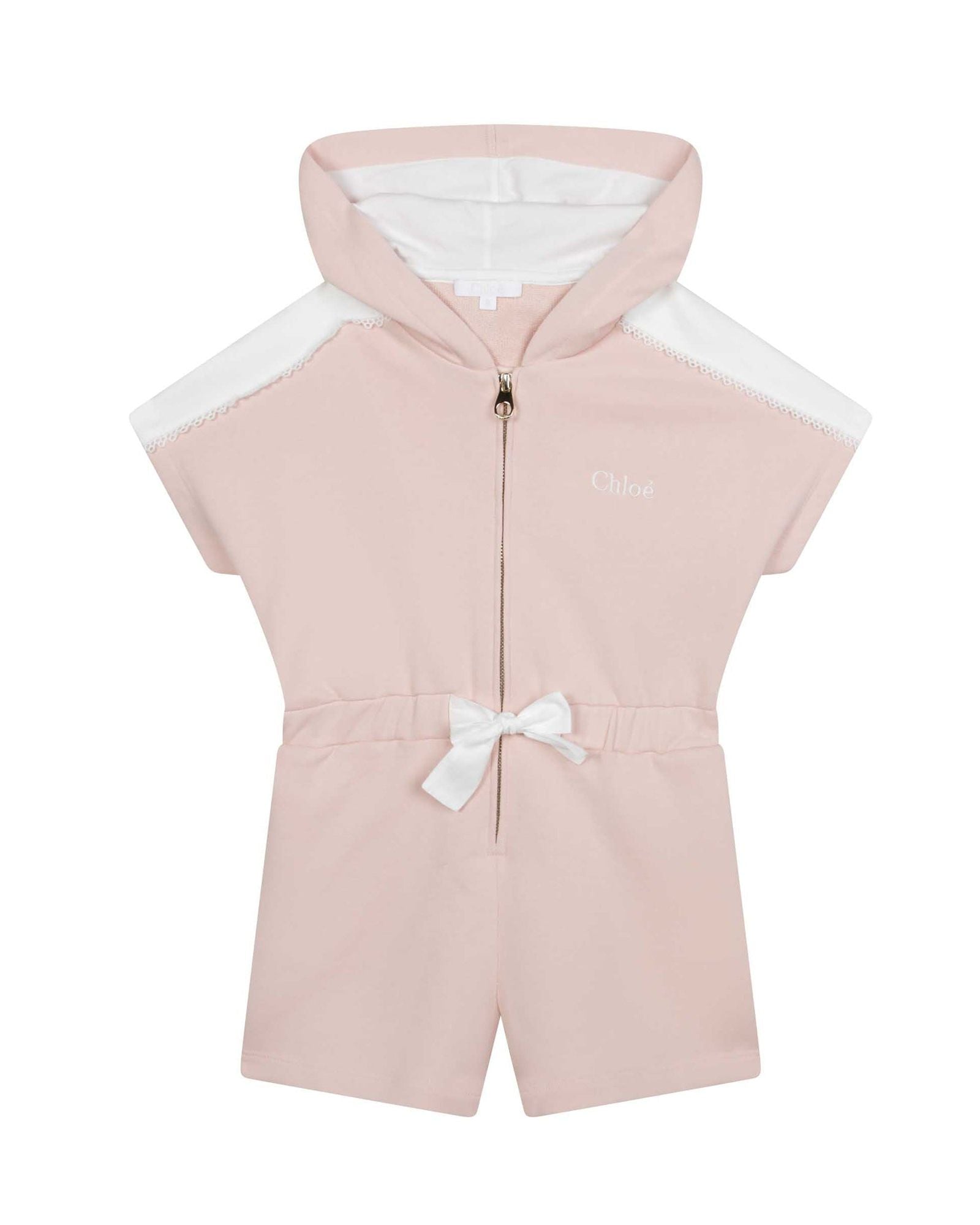 Combi-short à capuche en molleton - Bois de rose