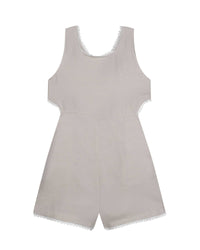 Combi-short à bretelles en lin - Cream