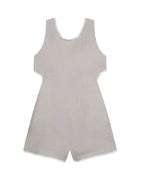 Combi-short à bretelles en lin - Cream