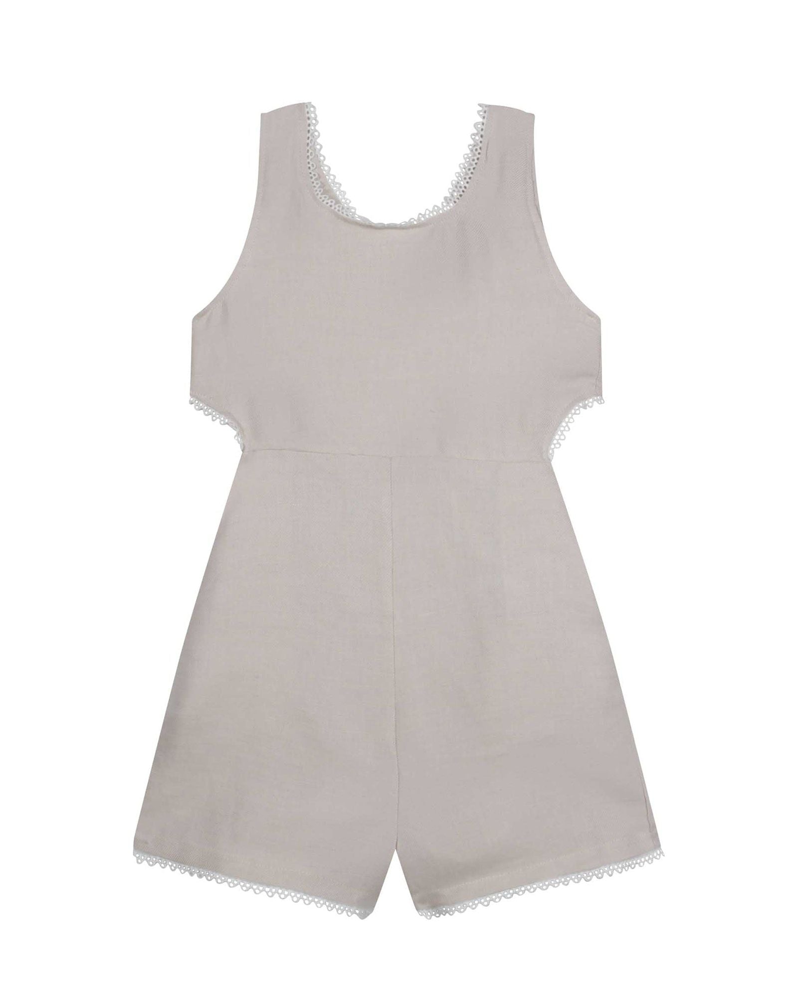 Combi-short à bretelles en lin - Cream