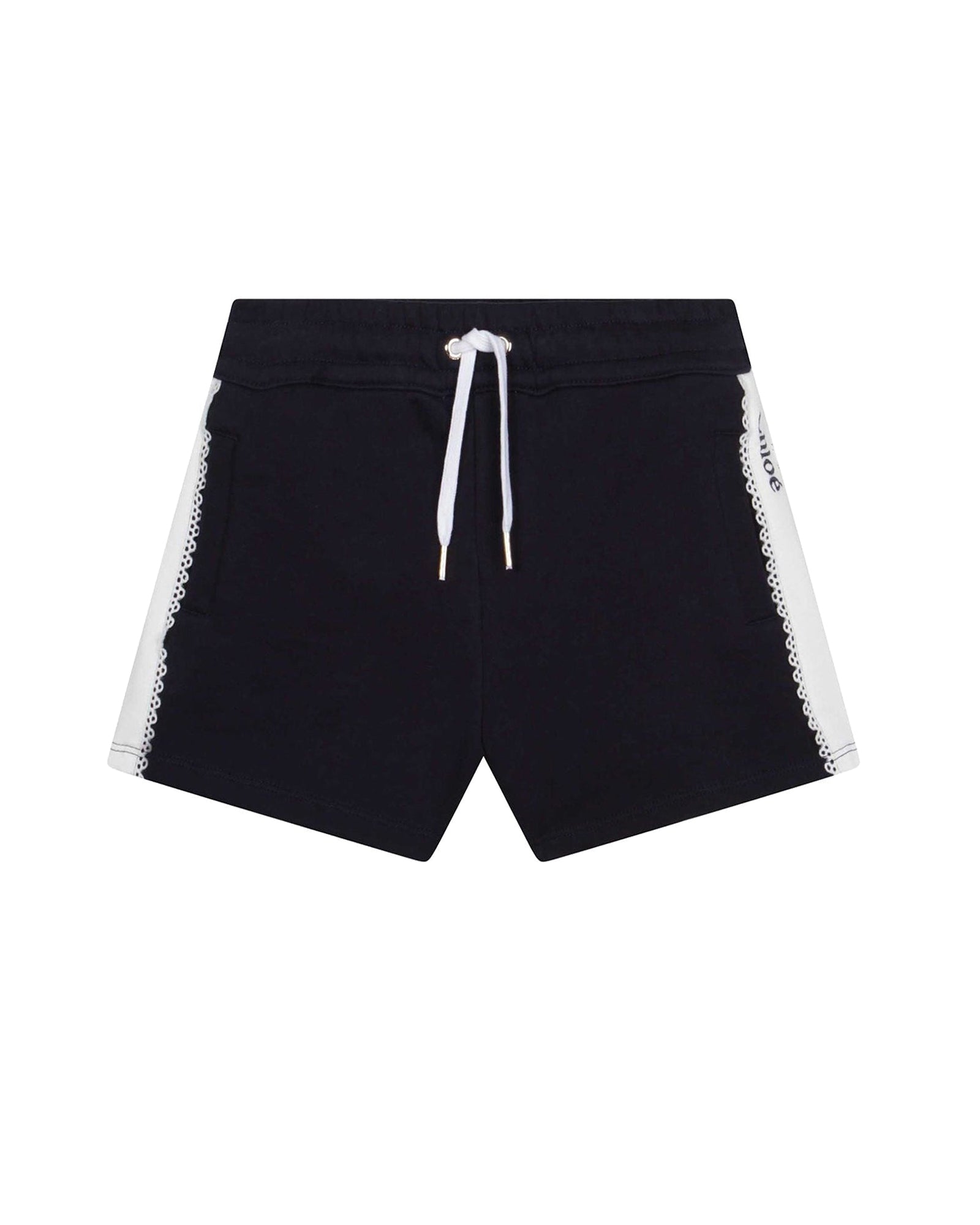 Short à taille élastiquée avec noeud - Bleu Amiral