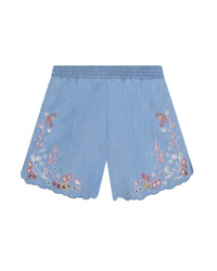 Ruched shorts in chambray - Chambray
