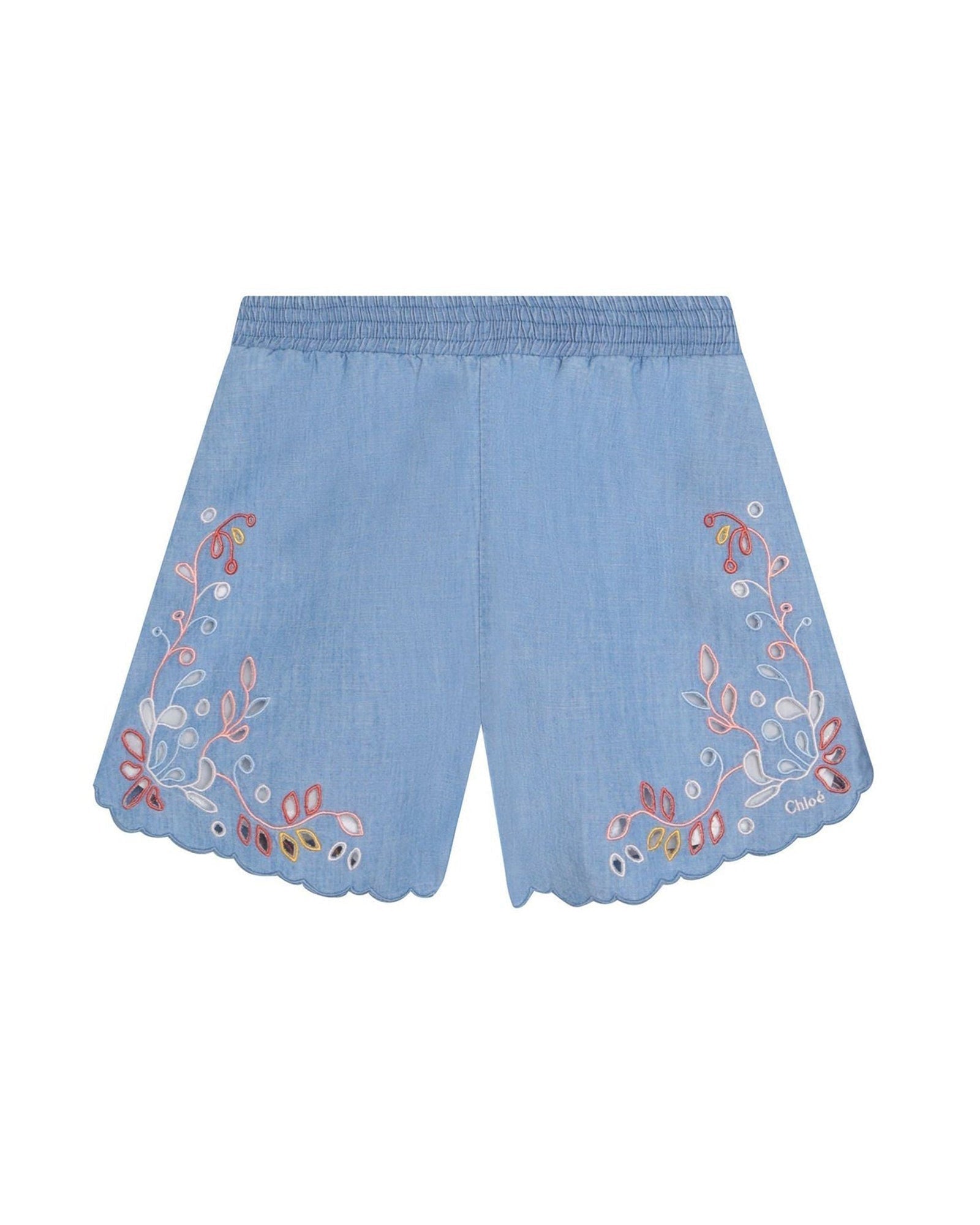 Ruched shorts in chambray - Chambray