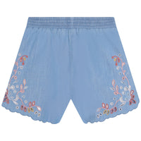 Short froncé à taille élastiquée - Chambray