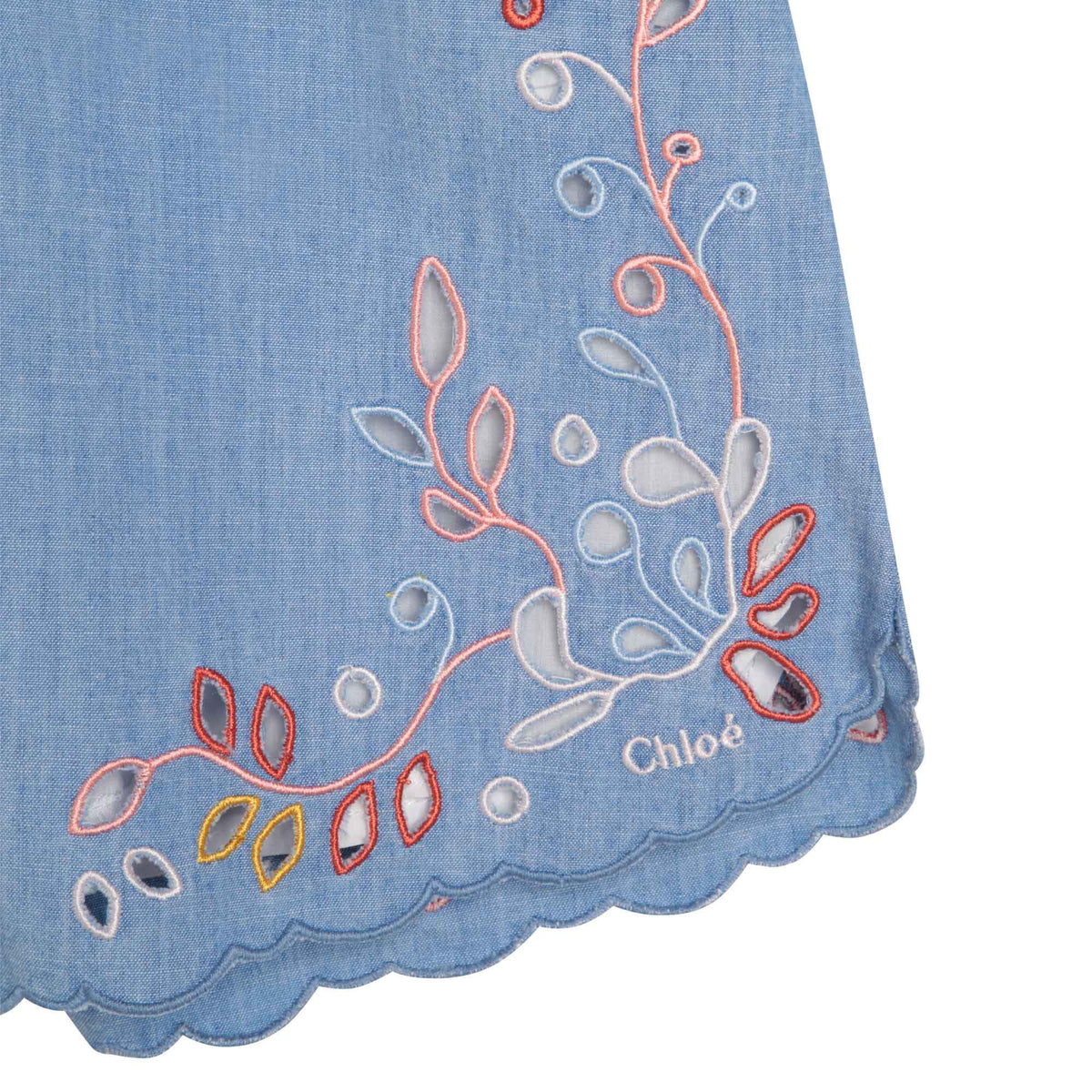Short froncé à taille élastiquée - Chambray