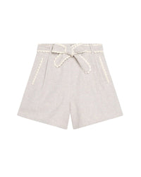 Short ceinturé en coton - Beige Chine
