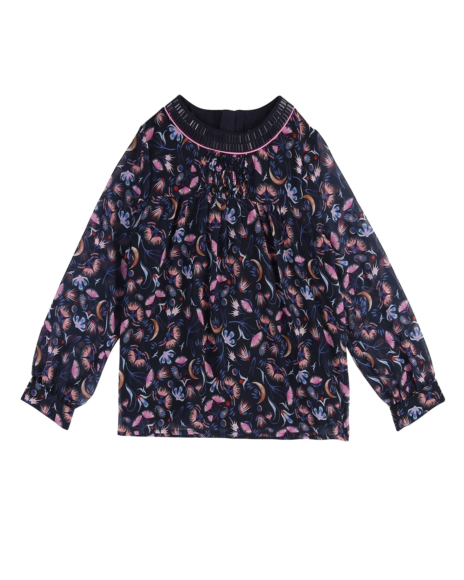 Crepe blouse with floral print - Flowers