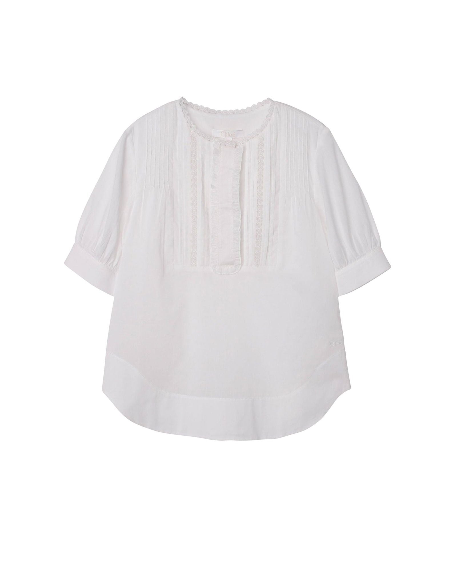 Blouse with engraved mother-of-pearl buttons - Offwhite