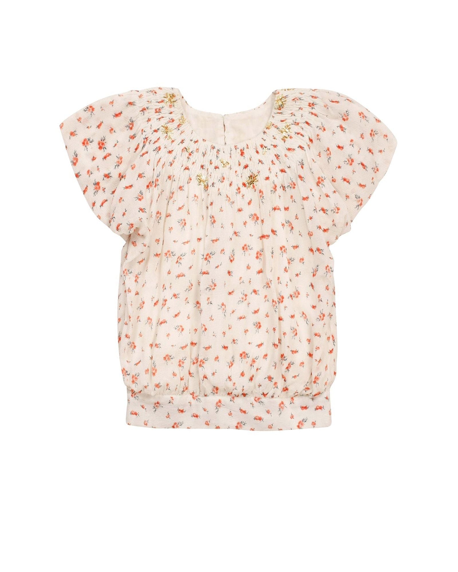 Crepe blouse with romantic floral print - Fleurs