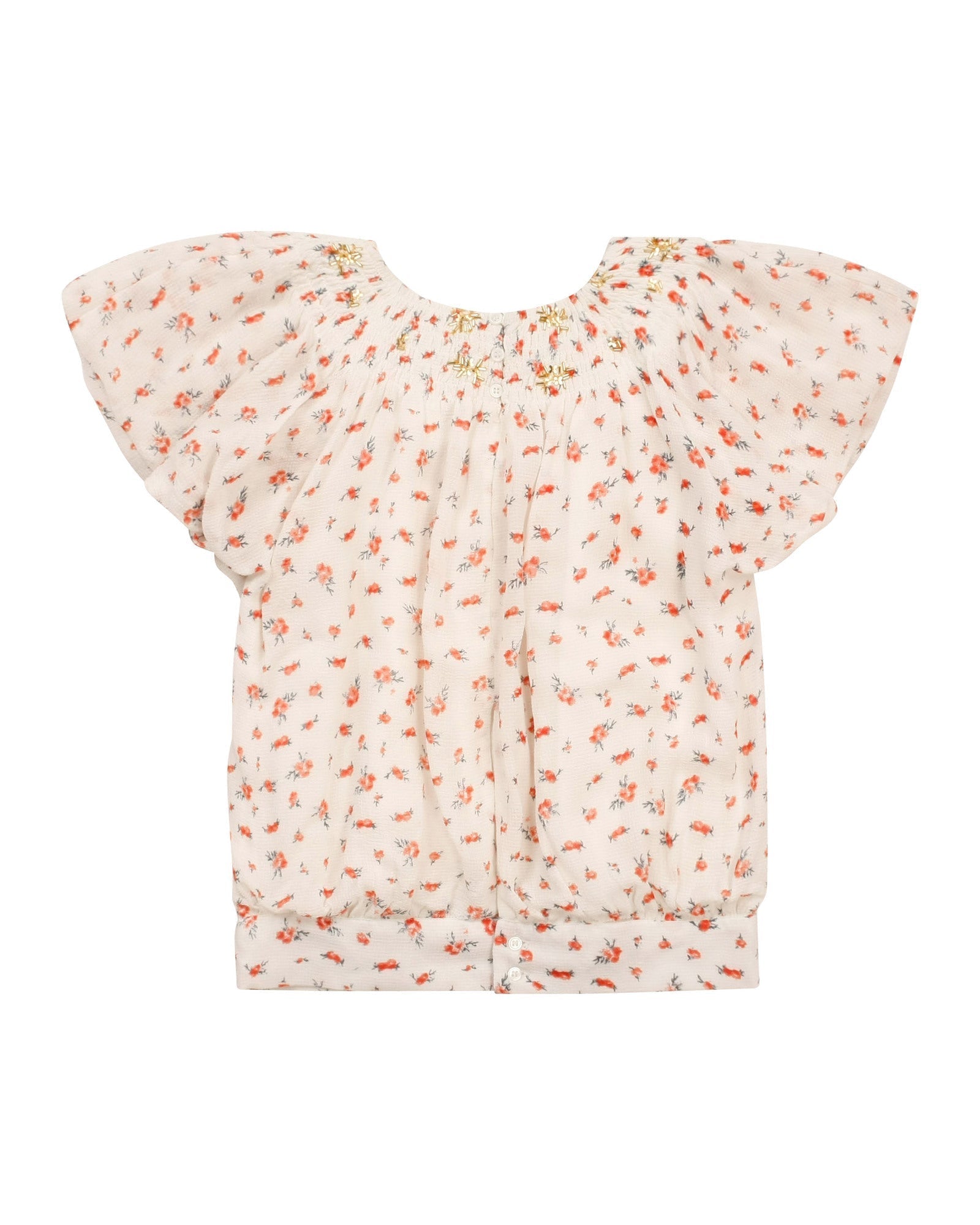 Crepe blouse with romantic floral print - Fleurs