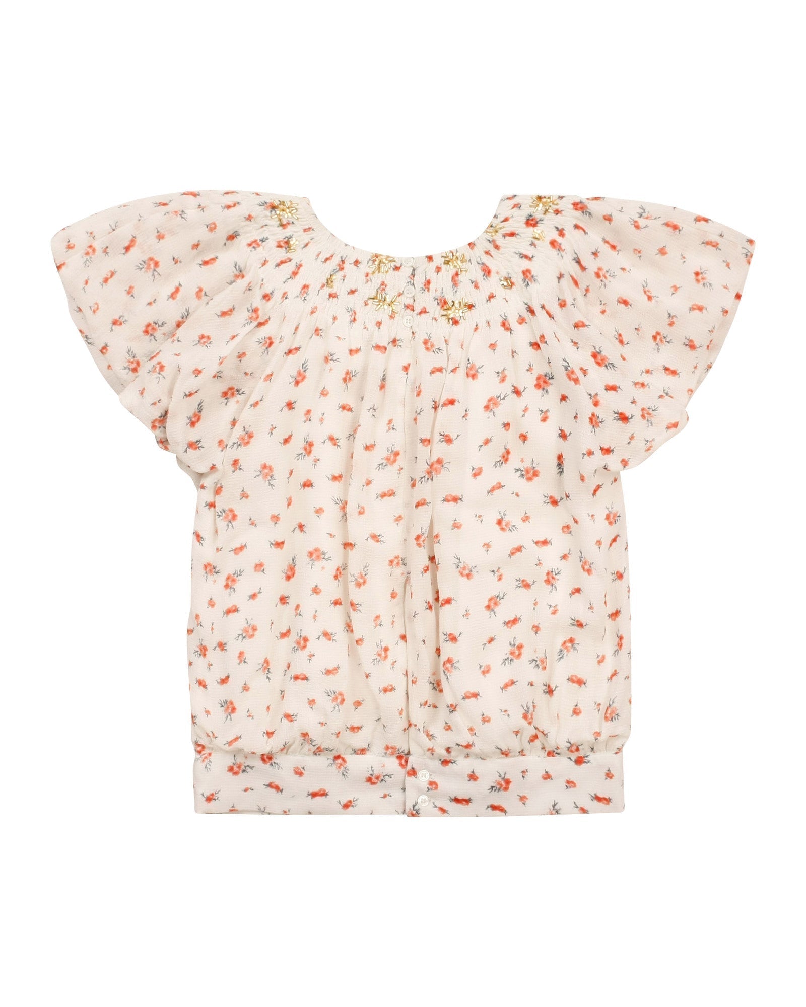 Crepe blouse with romantic floral print - Fleurs