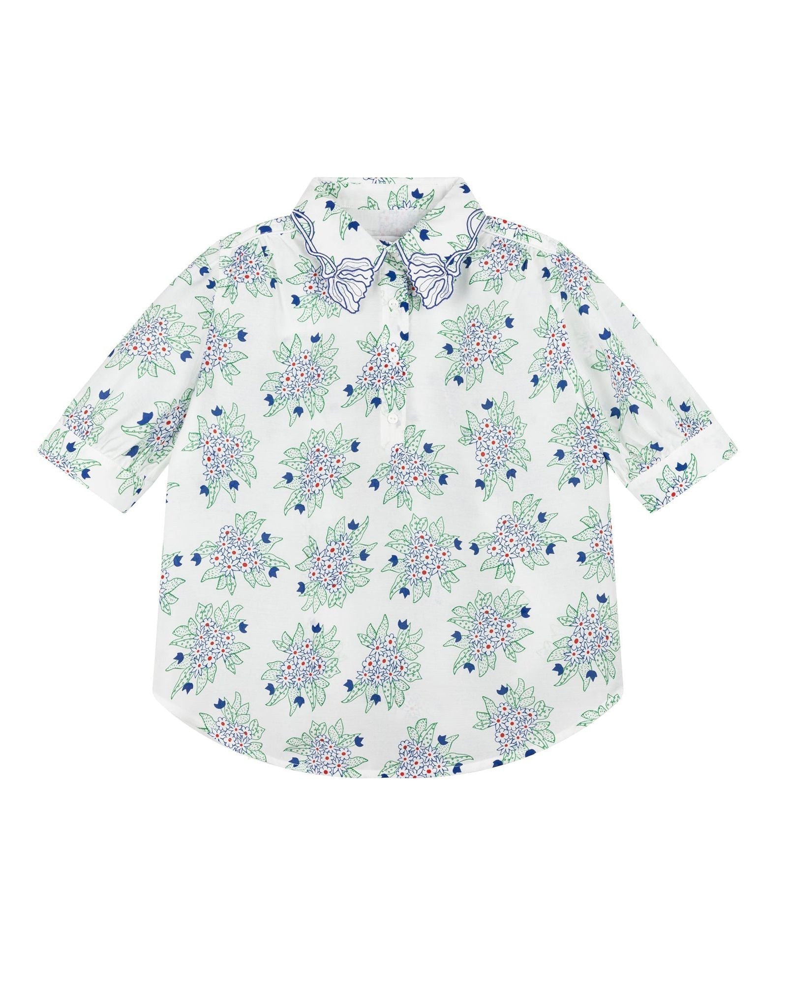 Blouse en soie mélangée - Bleu Vert