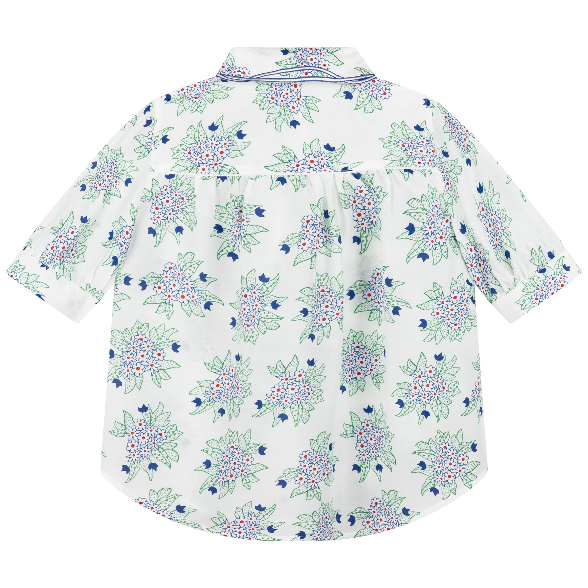 Blouse en soie mélangée - Bleu Vert