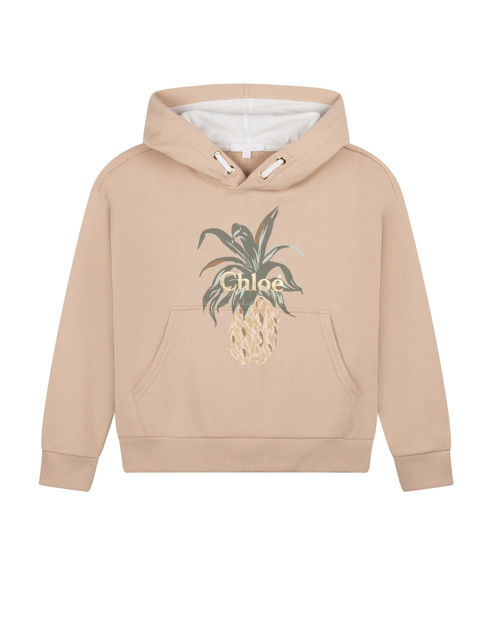 Sweatshirt à capuche et laçets en molleton - Beige clair