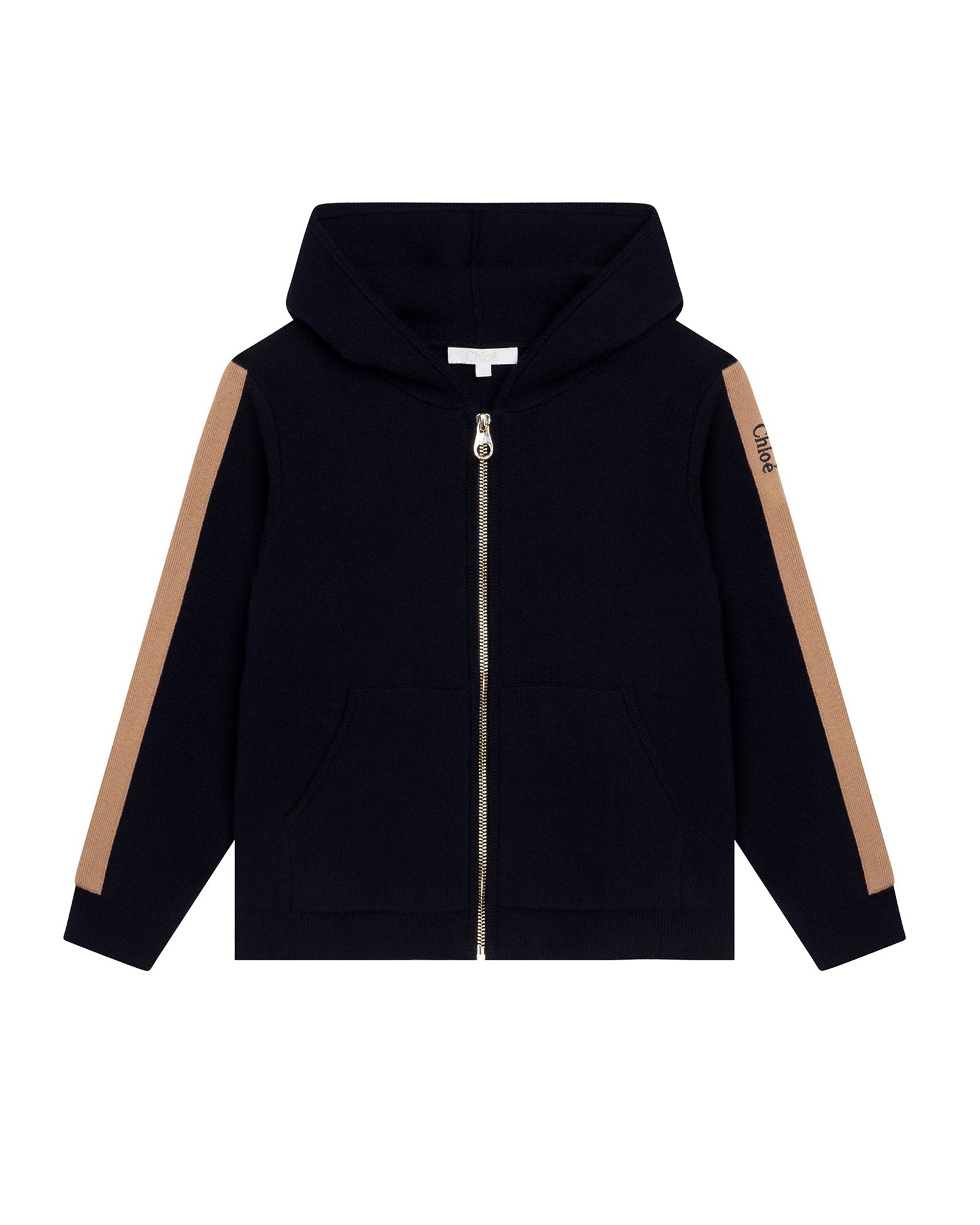 Cardigan à capuche en coton siglé - Bleu Amiral
