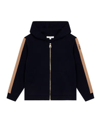 Printed cotton hoodie - Bleu Amiral