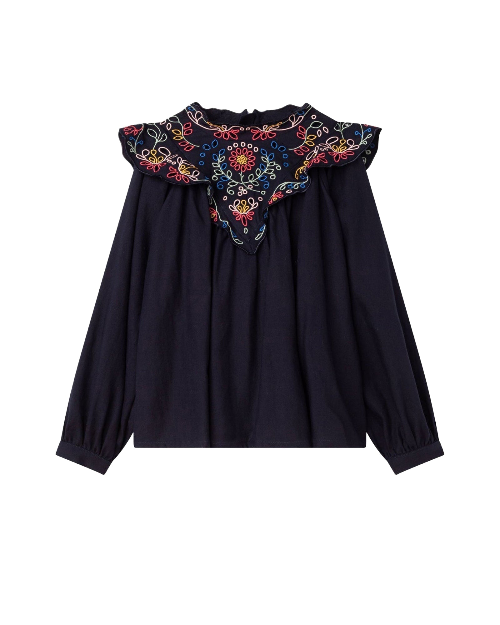 Blouse à broderie en coton - Bleu Amiral