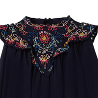 Blouse à broderie en coton - Bleu Amiral