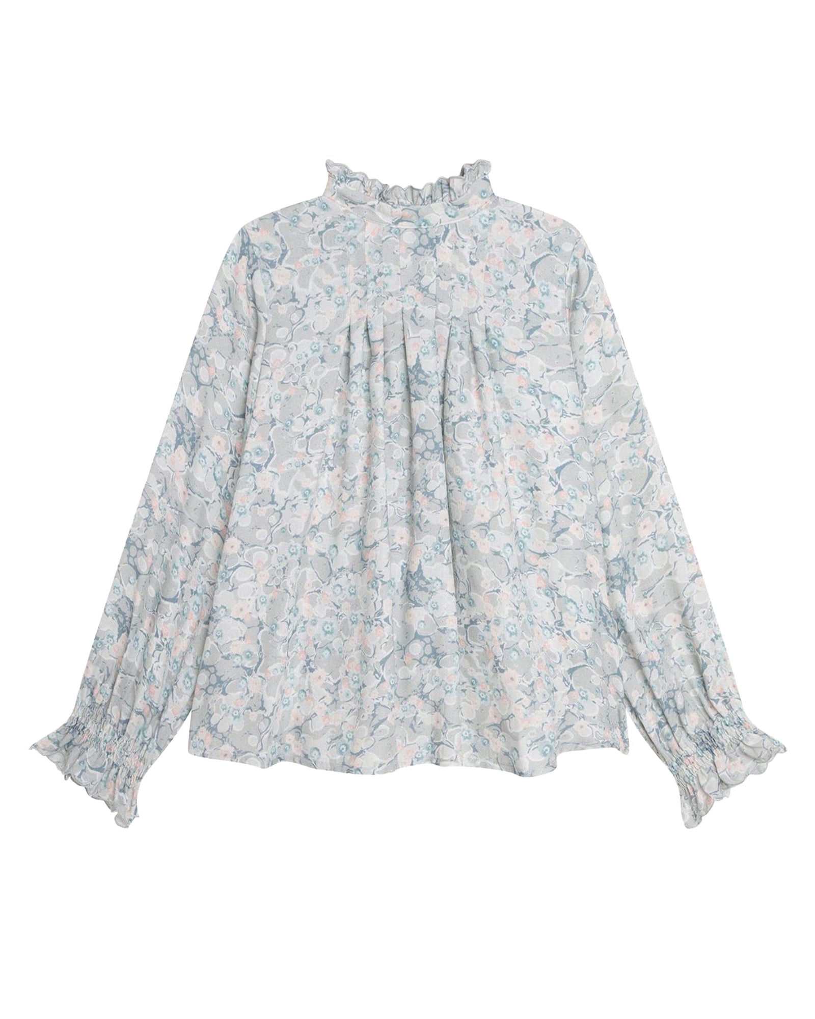 Blouse en laine avec imprimé marbre - Jade