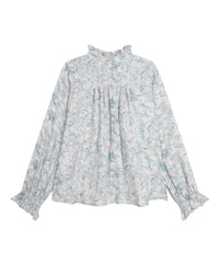 Wool blouse with marble print - Jade