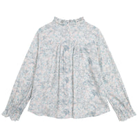 Wool blouse with marble print - Jade