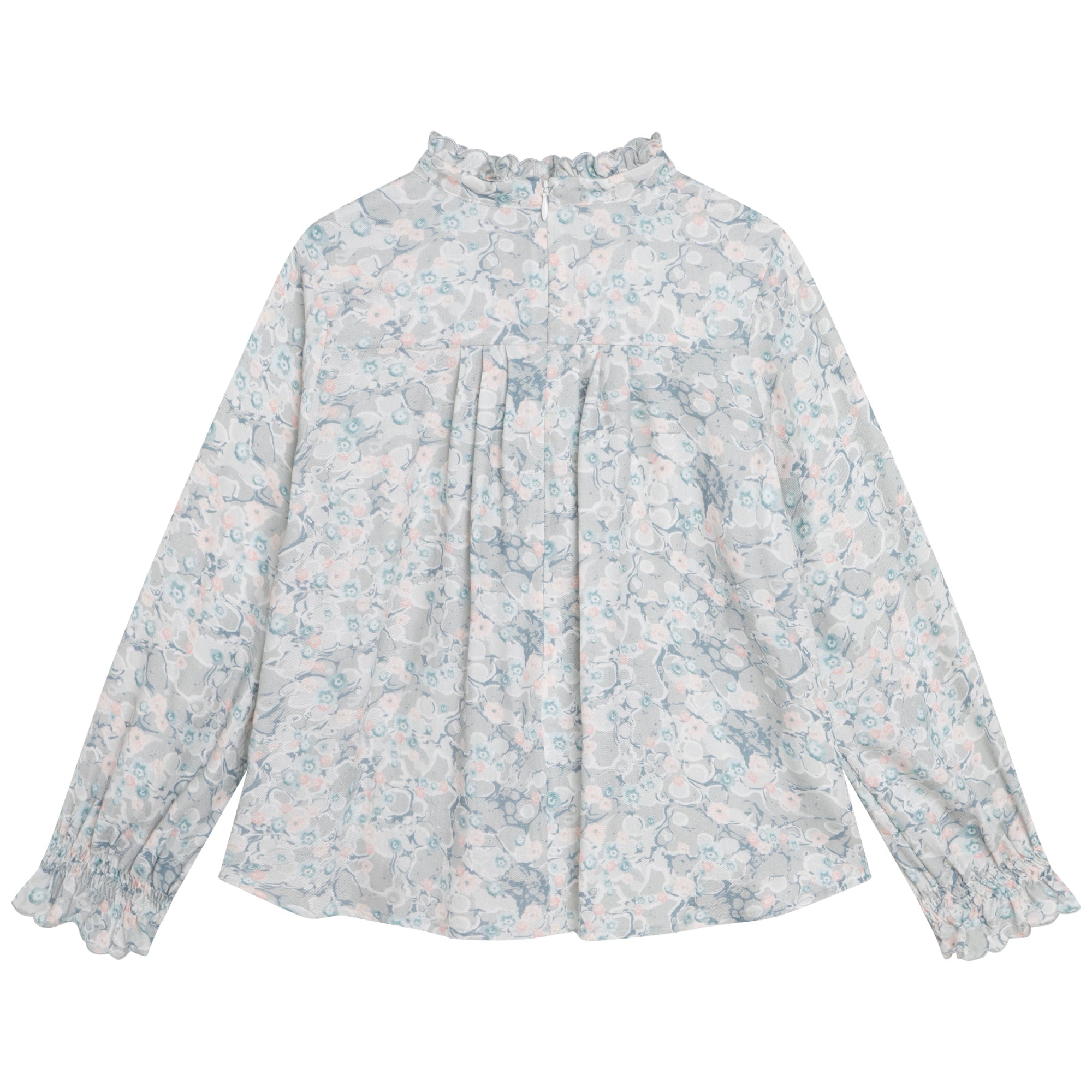 Wool blouse with marble print - Jade