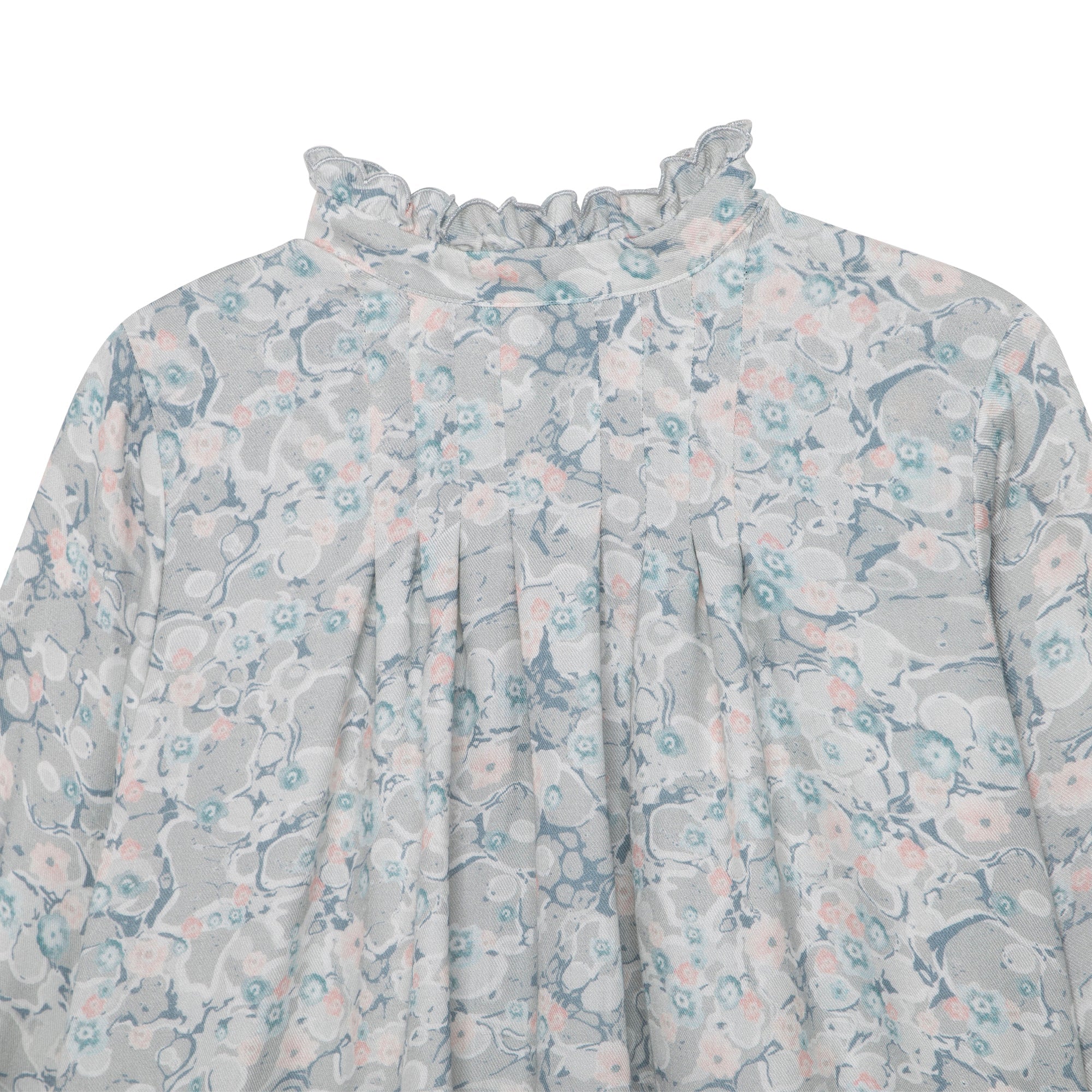 Wool blouse with marble print - Jade