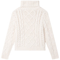 Pull col roulé en coton à motif torsades chinées - Craie