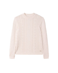 Cotton jumper with stand-up collar - Craie