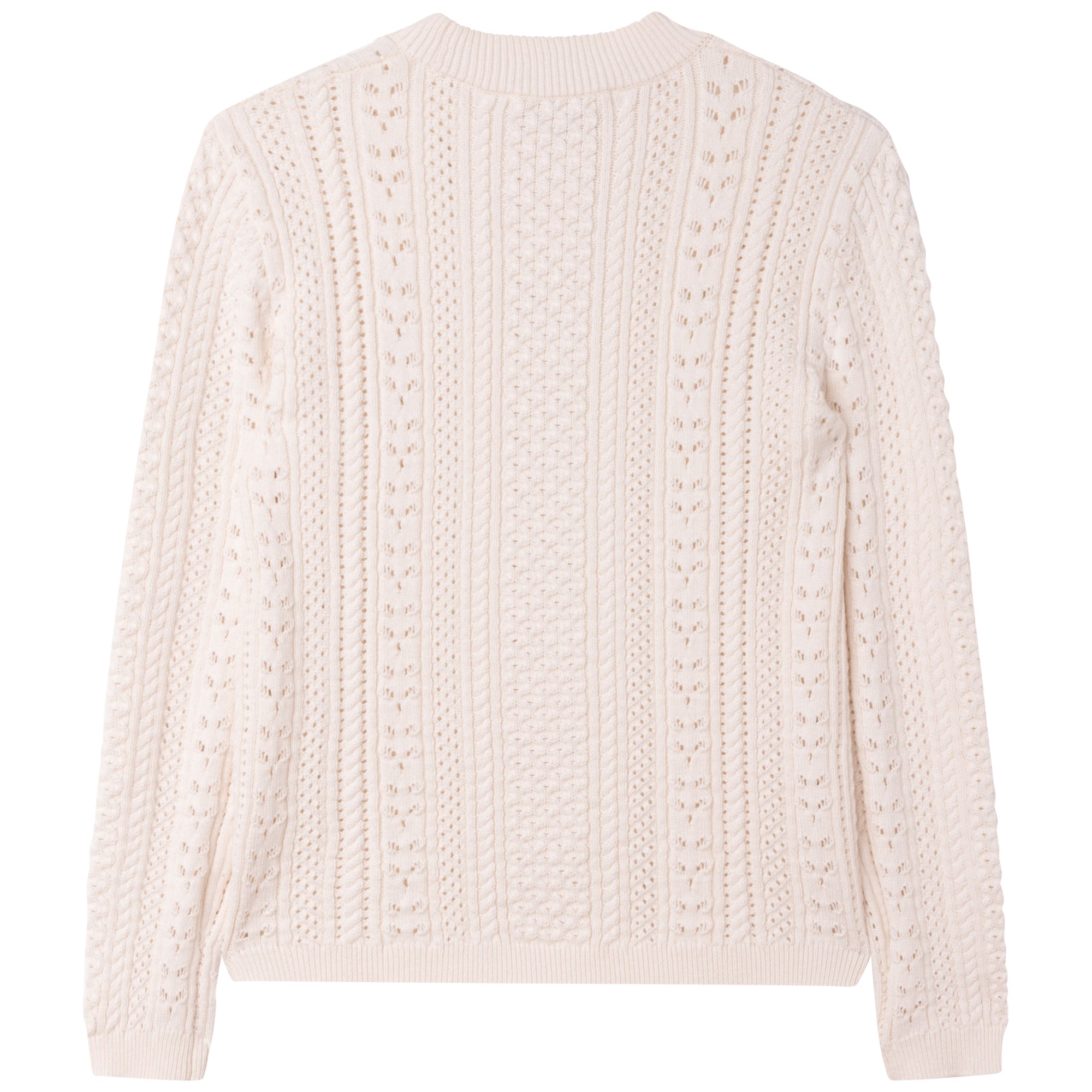 Cotton jumper with stand-up collar - Craie