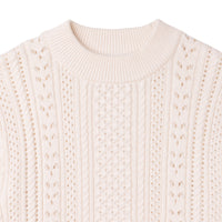 Cotton jumper with stand-up collar - Craie
