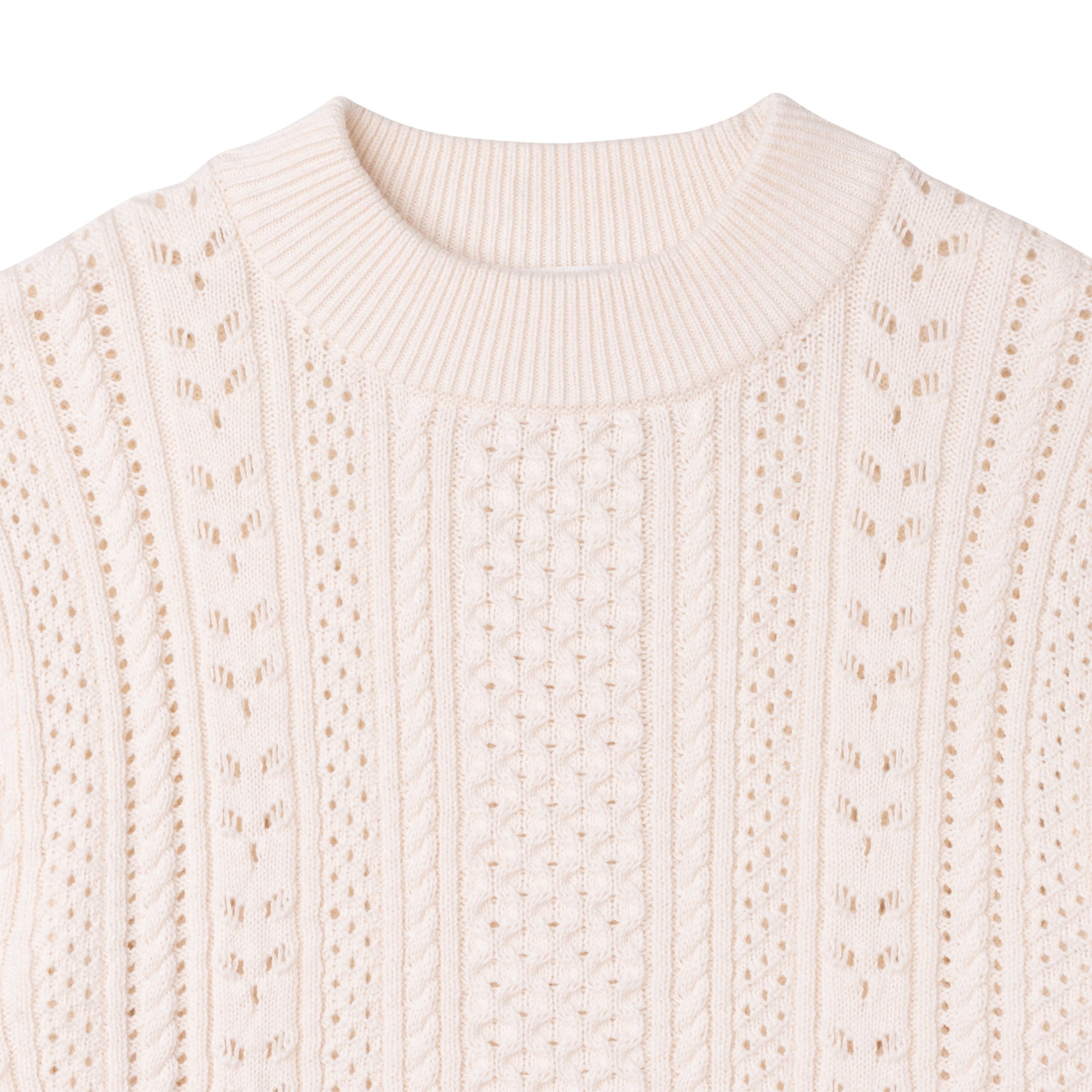 Cotton jumper with stand-up collar - Craie