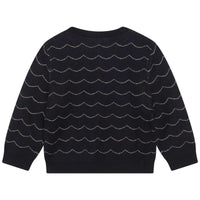 Pull à coquilles brodés en coton - Bleu amiral