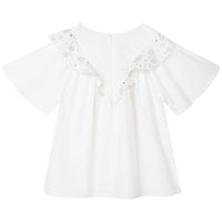 Blouse froncée et brodée - Offwhite