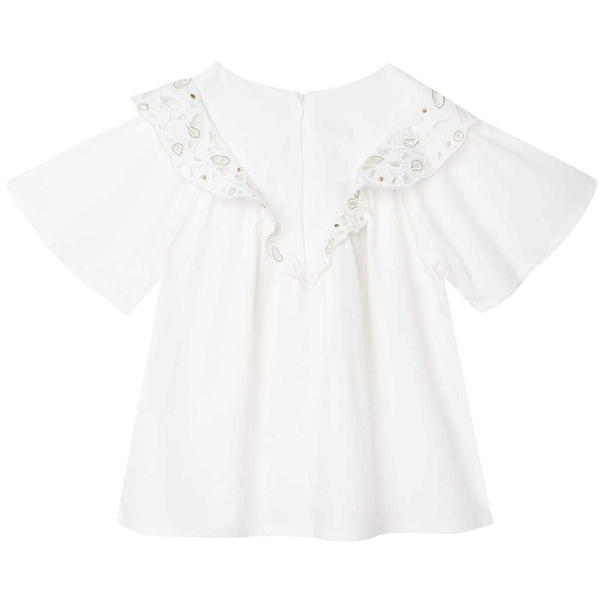 Blouse froncée et brodée - Offwhite