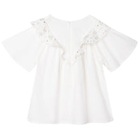 Blouse froncée en popeline de coton - Offwhite