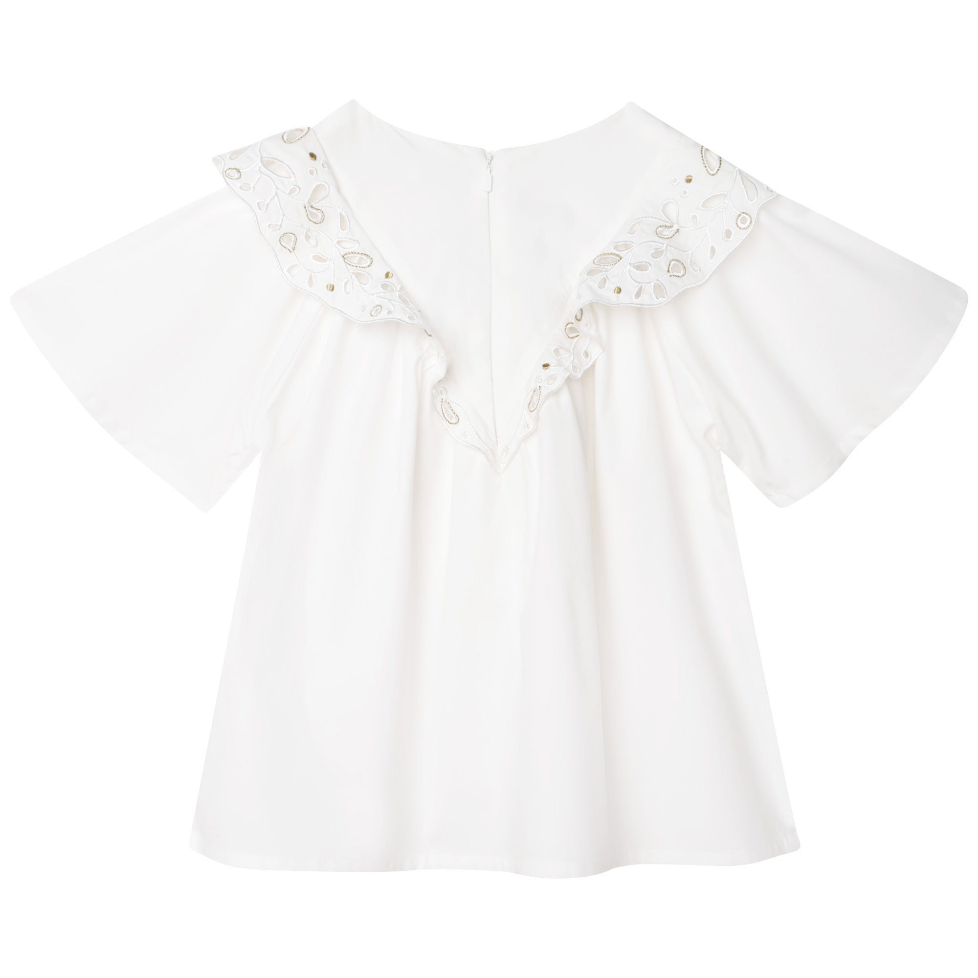 Blouse froncée en popeline de coton - Offwhite